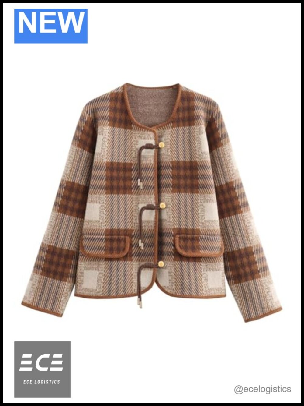 Vintage Plaid Cardigan Sweater Blazer Button Down